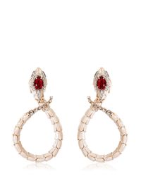 Roberto Cavalli | Pink Snake Swarovski Earrings | Lyst