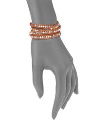 Chan Luu | Natural 4mm Grey Potato Pearl, Opal, Crystal & Leather Multi-row Beaded Wrap Bracelet | Lyst