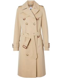 Burberry Gabardine Trenchcoat in het Natural