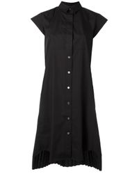 Sacai | Black Pleated Shirt Dress | Lyst