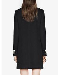 Abrigo de botonadura simple Gucci de color Black