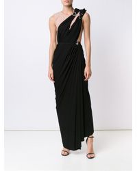 Lyst - Lanvin Overlay Draped Evening Dress in Black
