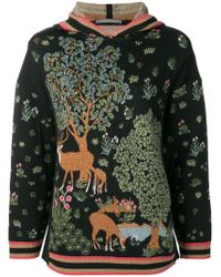 Alberta Ferretti Black Embroidered Oversized Sweater