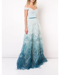 Abito da sera effetto sfumato di Marchesa notte in Blue