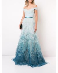 Abito da sera effetto sfumato di Marchesa notte in Blue