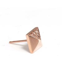 Sydney Evan | Pink Rose Gold Large Pyramid Studs | Lyst