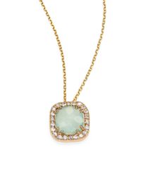 KALAN by Suzanne Kalan | Metallic Blue Chalcedony, White Sapphire & 14k Yellow Gold Mini Cushion Pendant Necklace | Lyst