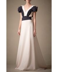 Carolina Herrera | Black Silk Crepe Gown with V-Neck | Lyst