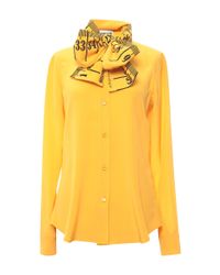 Moschino | Yellow Measuring Tape Blouse With Bow | Lyst