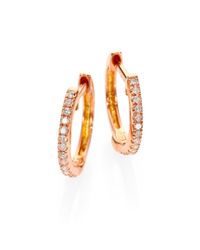 Jacquie Aiche | Metallic Pave Diamond & 14K Rose Gold Mini Hoop Earrings/0.45 | Lyst
