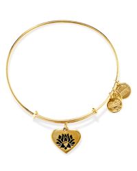 ALEX AND ANI | Gold Heart Shaped Lotus Expandable Wire Bangle | Lyst