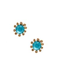 Oscar de la Renta | Blue Jeweled Button Earrings | Lyst