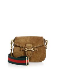 Lyst Gucci Lady Web Suede Shoulder Bag In Brown Women S Brown Lady Web Suede Shoulder Bag