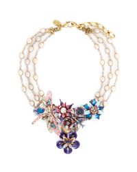 Erickson Beamon | Multicolor 'Iron Butterfly' Pearlescent Appliqué Bead Necklace | Lyst