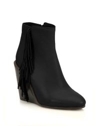 See By Chloé | Black Epona Fringe Leather Wedge Booties | Lyst