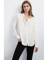 Velvet By Graham & Spencer - White Vara Satin Button-up Blouse - Lyst