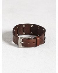 John Varvatos | Brown Sectional Studded Leather Cuff for Men | Lyst