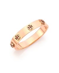 Tory Burch | Pink Logo Stud Bangle Bracelet/rose Goldtone | Lyst