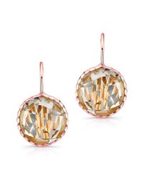 Anne Sisteron - Pink 14kt Rose Gold White Topaz Small Round Earrings - Lyst