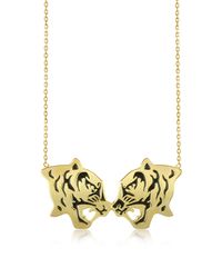 KENZO - Metallic Gold Plated And Black Lacquer Fighting Tiger Necklace - Lyst