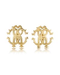 Roberto Cavalli - Metallic Rc Lux Golden Stud Earrings - Lyst