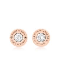 Michael Kors - Pink Iconic Stainless Steel Stud Earrings W/crystals - Lyst