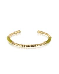 Aurelie Bidermann - Metallic Soho Serpent 18k Gold-plated Bangle W/khaki Thread - Lyst