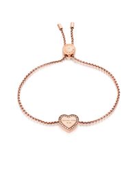 Michael Kors - Pink Heritage Pvd Rose Goldtone Stainless Heart Bracelet W/crystals - Lyst