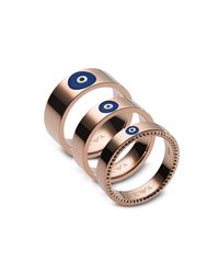 Emporio Armani - Metallic Rose Gold Stainless Steel Fashion Women's Triple Ring - Lyst