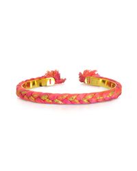 Aurelie Bidermann - Pink Copacabana Gold And Cotton Thin Bangle - Lyst