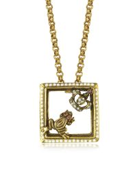 Alcozer & J | Metallic Gemstone, Gold Plated Brass Little Frog And Crown Necklace | Lyst