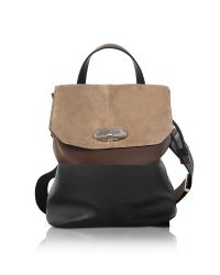 Carven - Brown Full Joy Color Block Suede And Leather Large Backpack/shoulder Bag - Lyst