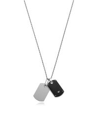 Emporio Armani - Metallic Iconic Stainless Steel And Carbon Fiber Print Men's Necklace for Men - Lyst