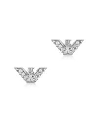 Emporio Armani | Metallic Sterling Silver Signature Eagle Earrings | Lyst