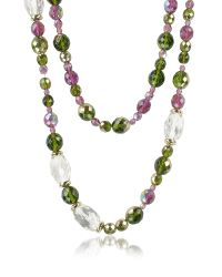AZ Collection - Green Double Beaded Long Chain Necklace - Lyst