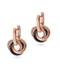 Emporio Armani - Pink Pvd Plated Sterling Silver And Crystals Earrings - Lyst