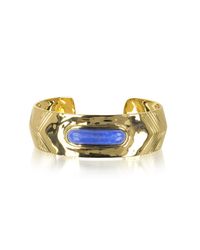 Aurelie Bidermann - Metallic Peggy 18k Gold-plated Bangle W/lapis Lazuli Stone - Lyst