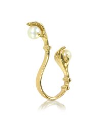 Bernard Delettrez | Metallic Two Hands Bronze Ring W/pearls | Lyst