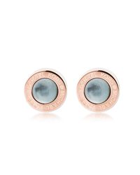 Michael Kors - Pink Logo Pvd Rose Goldtone Stainless Steel Stud Earrings - Lyst