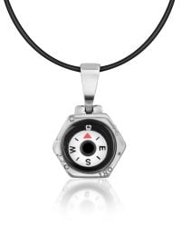 FORZIERI | Gray Stainless Steel Compass Pendant W/rubber Necklace for Men | Lyst