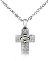 FORZIERI - Metallic Deco Diamond And Stainless Steel Cross Pendant Necklace - Lyst