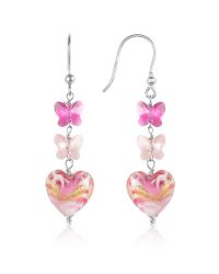 House of Murano - Mare - Pink Murano Glass Heart Drop Earrings - Lyst