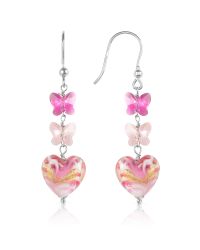 House of Murano | Mare - Pink Murano Glass Heart Drop Earrings | Lyst