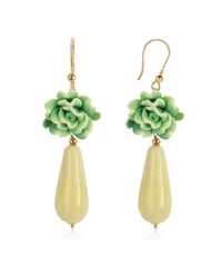 House of Murano - Green Rose Murano Glass Drop Earrings - Lyst