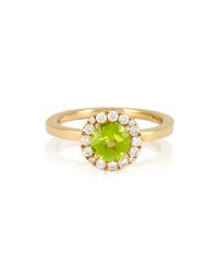 FORZIERI - Metallic 0.22 Ct Diamond Pave 18k Gold Ring W/green Peridot - Lyst