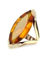 FORZIERI | Orange Gemstone And Diamond Yellow Gold Fashion Ring | Lyst