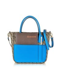 Gherardini - Gray Julieta Small Millerighe Fabric And Eco Leather Top Zip Tote Bag - Lyst