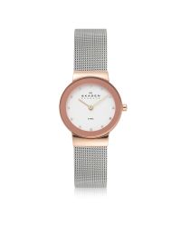 Skagen - Metallic Freja Two Tone Stainless Steel Mesh Bracelet Women's Watch - Lyst