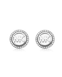 Michael Kors - Metallic Logo Silvertone Stainless Steel Stud Earrings - Lyst