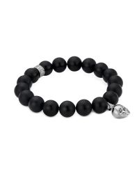 Northskull - Matte Black Onyx/gold Skull Bracelet With Black Crystal for Men - Lyst